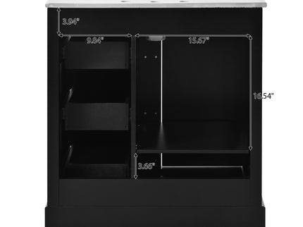 Bathroom Vanity Cabinet With Ceramic Basin, 3 Drawers And Adjustable Shelves