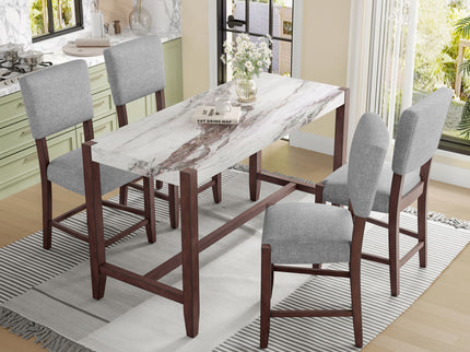 5 Piece Counter Height Dining Set With 4 Upholstered Chairs