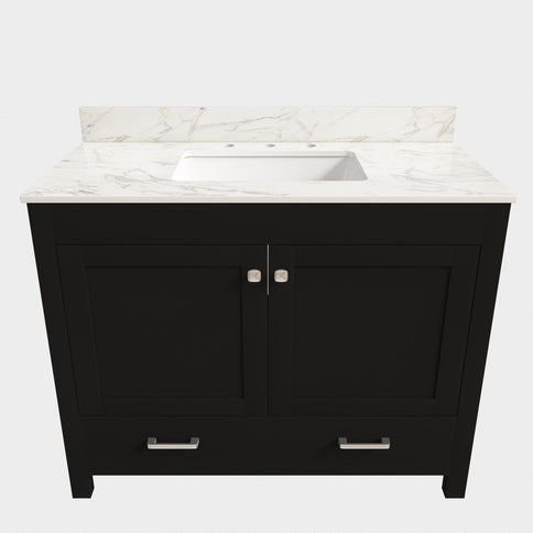 Bathroom Vanity Set, Sink And Faucet Holes Included - Black