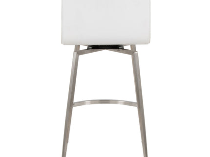 Mara - Upholstered Contemporary Fixed Height Counter Stool With Swivel (Set of 2) - White