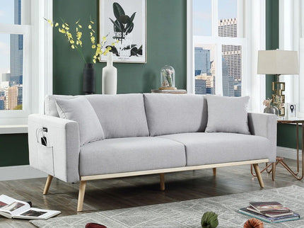 Easton - Fabric Sofa With USB Charging Ports Pockets And Pillows