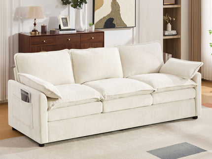 Modern 3 Seater Sofa With Side Storage Pockets For Living Room