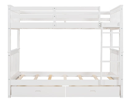 Bunk Bed With Ladders And 2 Storage Drawers