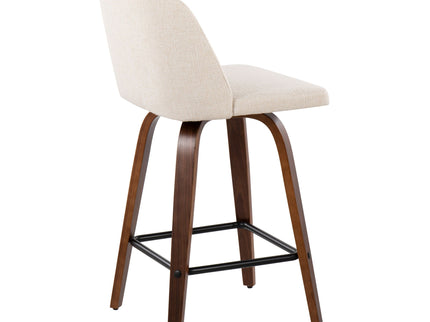 Toriano - Mid Century Modern Fixed Height Counter Stool & Square Footrest (Set of 2)