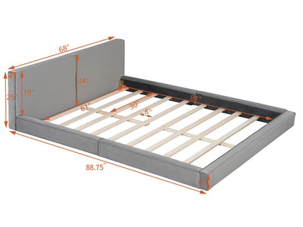 Upholstered Platform Bed, Grounded Bed With Solid Frame