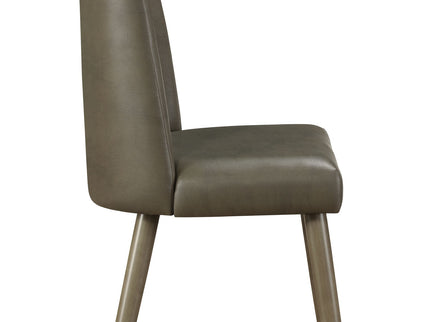 Waylon - Synthetic Leather Side Chair (Set of 2) - Gray / Oak
