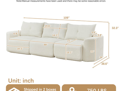 3 Seater With Thickened Armrests Sofa For Living Room