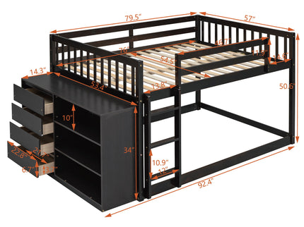 Bunk Bed With 4 Drawers And 3 Shelves