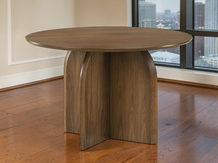 Delmon - Round Dining Table - Dark Walnut