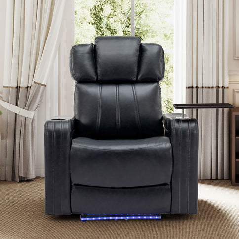 Power Recliner Theater Chair With Cooling Cup Holder, tooth Speaker, LED Lights, USB Ports