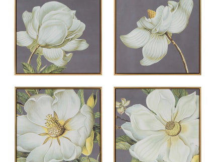 Botanical Wall Art Prints, Home Decor For Living Room Dining Room Bedroom Hallway (Set of 4) - Gray