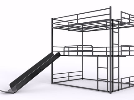 Twin Size House Loft Bed With Slide And Ladder - Black
