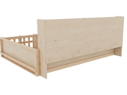 Platform Bed Frame With Guardrail, Storage Shelves & Bookshelf