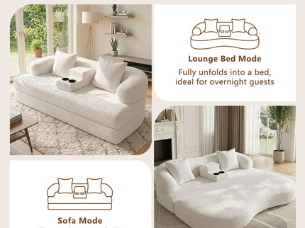 2 In 1 Convertible Sleeper Sofa Bed With Cup Holders