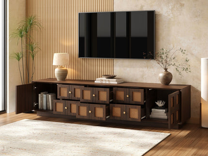 Media Console TV Stand With 6 Drawers & 2 Cabinets - Walnut