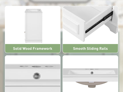Bathroom Vanity With Sink, Cabinet & 2 Soft Closing Doors & Adjustable Shelf