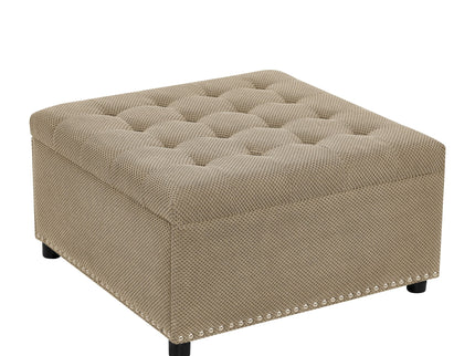 Square Tufted Storage Ottoman With Nailhead Trim