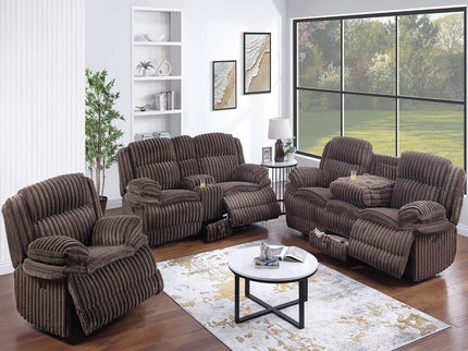 Contemporary Motion Loveseat With Console Storage