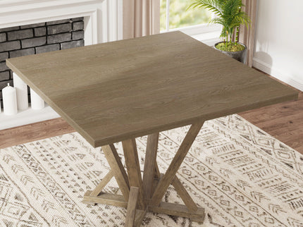 Modern Farmhouse Square Counter Table Solid Wood Rubberwood Antique Finishing Rustic Look Distressed Look Wire Brushed For 4 Seaters - Grayish Brown
