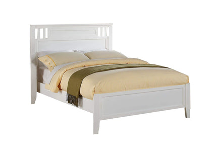 Simple Frame With Headboard And Vertical Carved Design