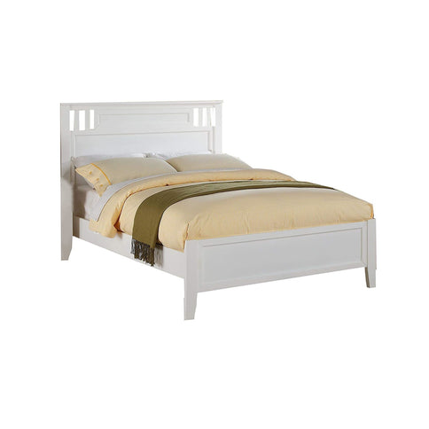 Simple Frame With Headboard And Vertical Carved Design