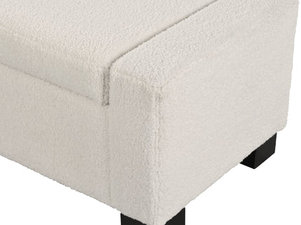 Textured Boucle Ottoman Bench With Hinged Lid For Seating And Storage - Beige