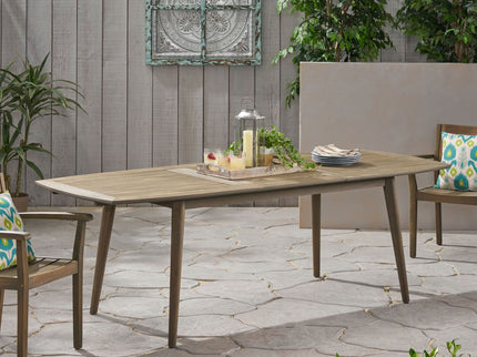 Placidity - Outdoor Expandable Dining Table With Slatted Tabletop And Tapered Legs