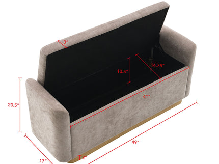 Upholstered Storage Bench With Safety Hinge