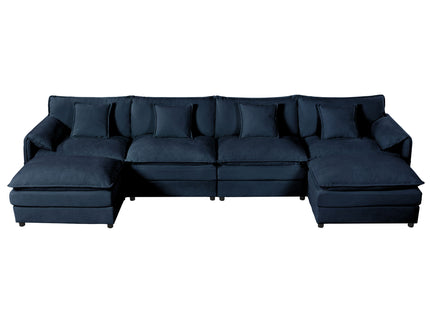 Modern Comfy Deep Seat Modular Sectional Sofa Cloud Couch With Ottoman