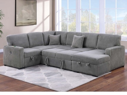 Convertible Sectional Upholstered Sleeper Sofa With Storage Chaise