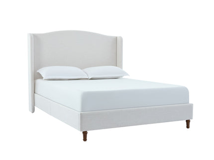 Hannah - Upholstered Wingback Bed Size / Tall Headboard Upholstered King Bed / Premium Textured Look / Minimalist Designs / No Box Spring Needed