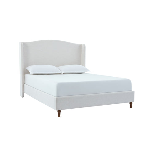 Hannah - Upholstered Wingback Bed Size / Tall Headboard Upholstered King Bed / Premium Textured Look / Minimalist Designs / No Box Spring Needed