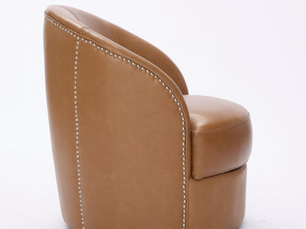 Swivel Accent Chair With 360° Smooth Spin - Black / Light Brown / Silver
