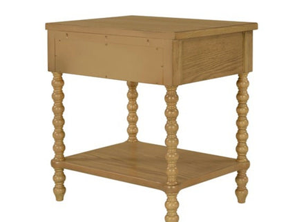 Traditional Durable Nightstand Table With Drawer And Shelf