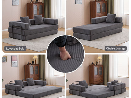 Floor Couch, Convertible Floor Sofa Bed With Pillow Back Support Armrest