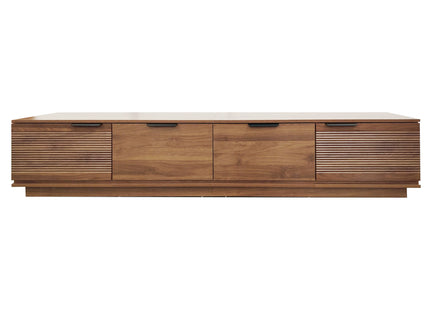 TV Stand, Entertainment Center & Fluted Door & Cable Management, Soft Closing Hinges - Walnut