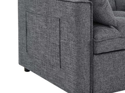 Sienna - Tufted Convertible Sleeper Sofa With Chaise - Gray