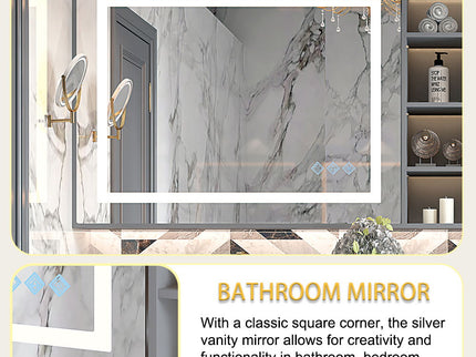 3000-6000K LED Bathroom Mirror With Lights, Anti-Fog Dimmable Lighted Wall Mounted Vanity Mirror Master Bath Modern Makeup (Only Mirrors, Not Cabinets) Horizontal & Vertical