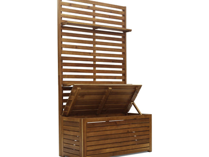 Storage Bench With Rack - Teak