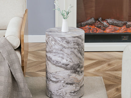 Simple Marble Textured Cylindrical Coffee Table Material - Gray