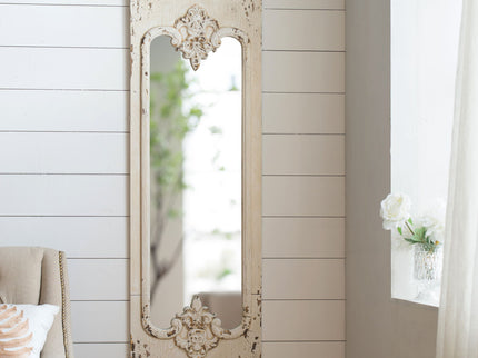 Full Length Mirror With Solid Wood Frame, Floor Mirror For Living Room Bedroom Entryway - White