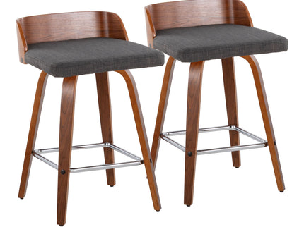 Maya - Mid Century Modern Fixed Height Counter Stool & Swivel With Square Footrest (Set of 2)