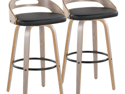 Cassis - Mid Century Modern Fixed Height Barstool With Swivel With Round Footrest (Set of 2)