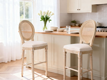 French Country Bar Chairs With Round Back (Set of 2)
