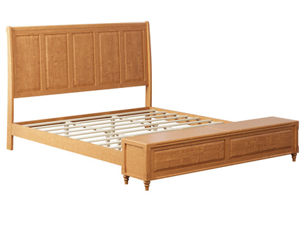 Sleigh Bed Frame With Tall Headboard And Storage Bench