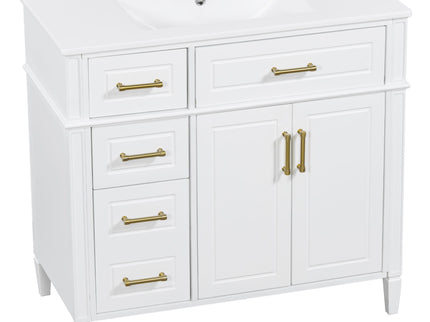 Bathroom Vanity With Sink, 4 Drawers, 2 Doors