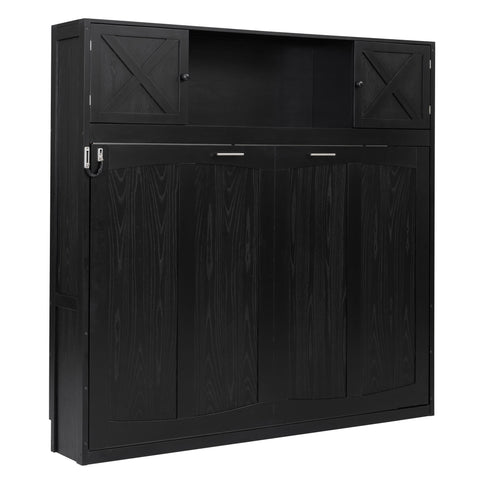 Rustic Casual Murphy Bed With Storage Cabinets