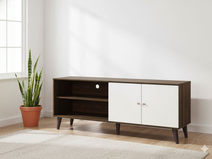 Amidon - TV Stand, With 2 Storage Shelves And 1 Cabinet