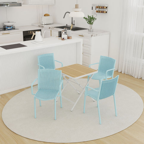 4 Piece Stackable Single Chairs With Vertical Stripe Design For All Weather