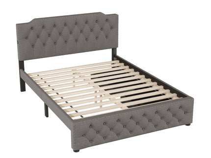 Upholstered Platform Bed With 2 Drawers And 2 Sets Of USB Ports On Each Side, Fabric